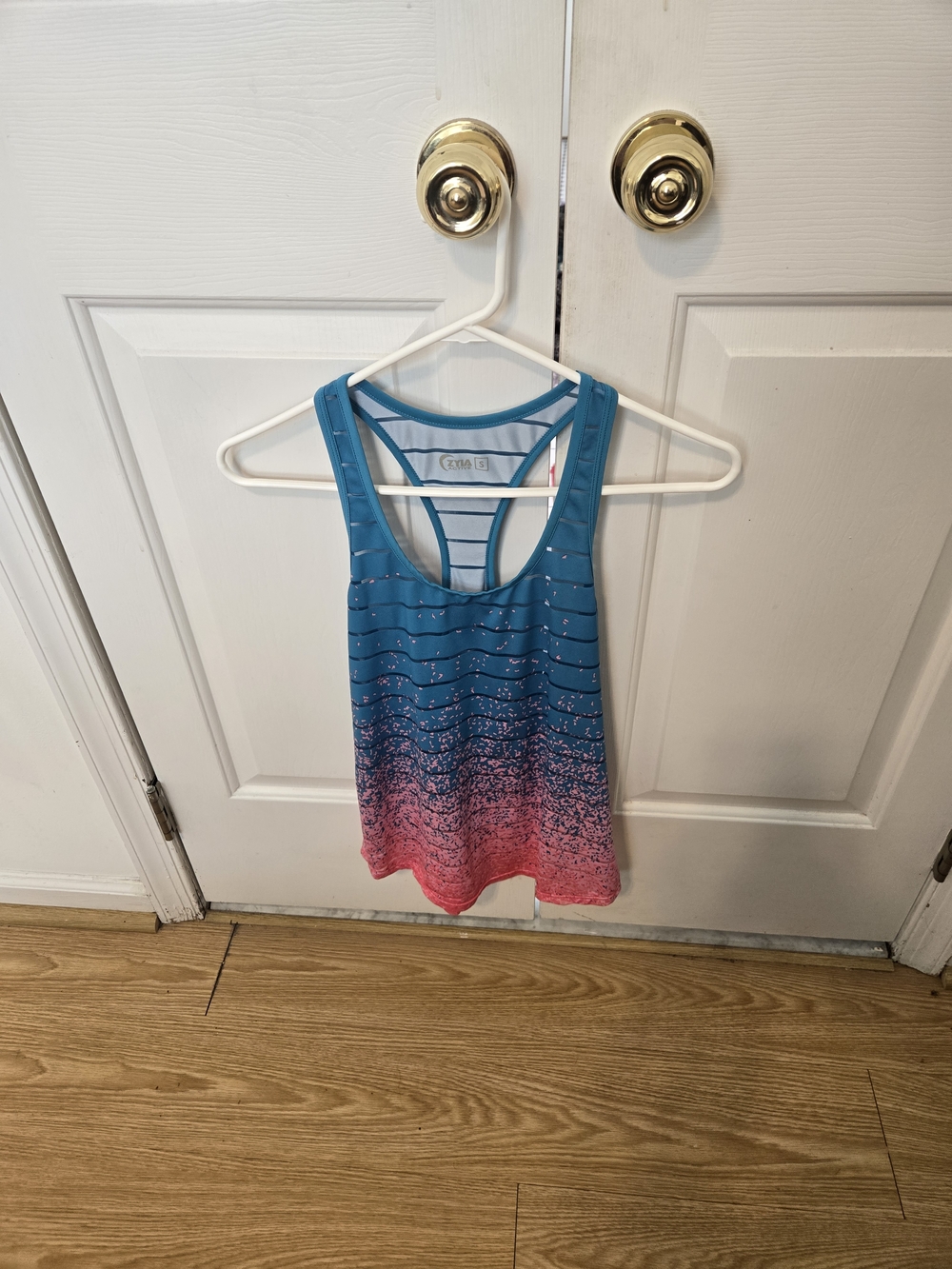 Ombre Strappy Performance Tank Top in Blue and Pink